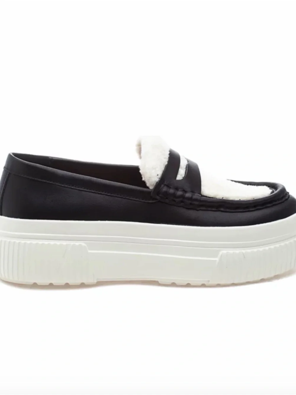 J/ Slides | Women’s Willy Leather Loafer Black and White Platform